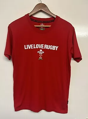 WALES Rugby Tri Men’s Red Round Neck Cotton T-Shirt Top Size Large / Medium • £8.50