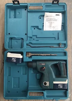 Makita Rotary Hammer W/ 24v Batteries (UNTESTED) & 10  Chisel & Case BHR200 • $35