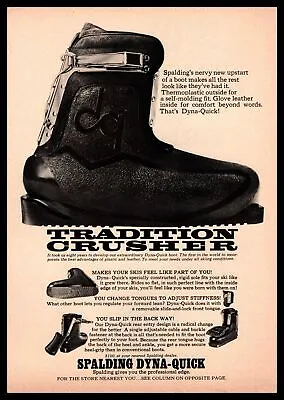 1969 Spalding Dyna-Quick Thermoplastic Tradition Crusher Snow Ski Boots Print Ad • $14.95