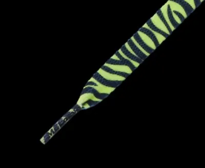 Mr Lacy - Printies Neon Lime Zebra Shoelaces - 130cm Length 10mm Width • £2