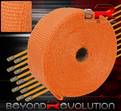 30Ft X 2  X 1.5mm Heat Wrap High Temperature Pipe Manifold Header Orange • $23.99