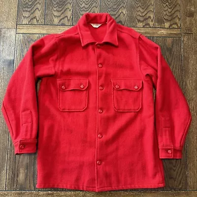 Vintage Boy Scouts Of America Official Jacket Red Wool Shirt Jacket Size 44 Long • $42.95