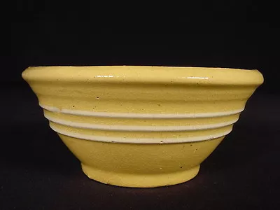 RARE ANTIQUE AMERICAN 1800s TINY 4 3/8 INCH McCOY WHITE BAND BOWL YELLOW WARE • $175