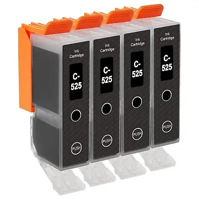 4 Black Ink Cartridges To Replace Canon PGI-525Bk Non-OEM / Compatible For PIXMA • £8.45