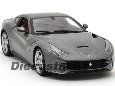 Ferrari F12 Berlinetta Metallic Grey 1:18 Diecast Model Car By Hotwheels Bcj74 • $42.99