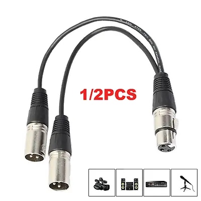 3Pin XLR Female Jack To Dual 2 Male Plug Y Splitter Cable Adapter Microphone USA • $9.99