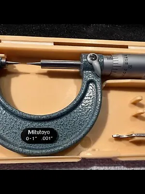 Mitutoyo 112-177 Point Micrometer 0-1  Range .001  Graduation 15 Degrees Point • $139