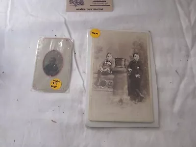 Cabinet Card And A Tintype Of Children In Military Uniforms. One Having A Drum • $12