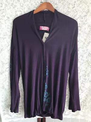H.NAOTO Cardigan Jacket Gouk Purple Lightweight Blue Flower Print New With Tag • $88.97