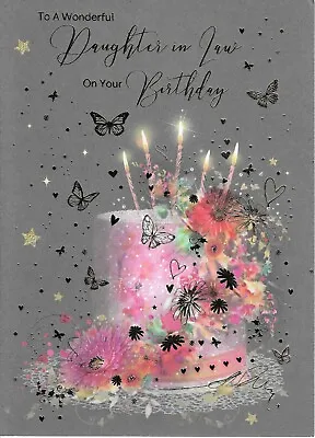 Daughter In Law Birthday Greeting Card 6 X4  Cake With Gold Foil Detail • £2.55