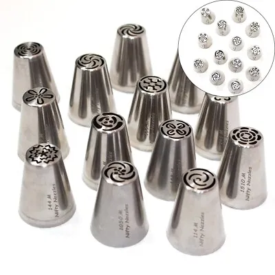 11pcs/set Russian Leaf Flower Icing Piping Nozzle Tips Cake Topper Baking Tools • £6.90