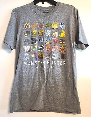 Monster Hunter World Dragon Icons Men's T-Shirt Creatures Gray Size Medium • $20.99