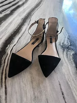 Zara Woman Pointy Toe Ankle Strap Casual Work Business Flats D'orsay Shoes 36 6 • $34.99