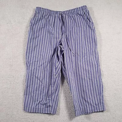 Vtg Studio Works Capri Pants Women’s 16 Blue Large Striped Pull On Drawstring • $16.97