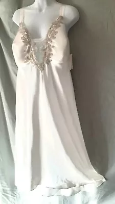 Flora Nikrooz Ivory Nightgown Applique Trim Vintage Style Long 2X   52   BUST  • $59.99