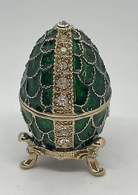 Stauer Faberge Egg Replica Emerald GreenTrinket Box Easter Gif Russian Imperial  • $28.99