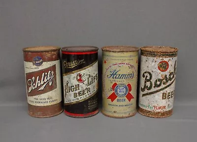 Vtg Beer Cans Steel Flat Top 4P MillerHamm's Schlitz Bosch Dumper  • $9.99