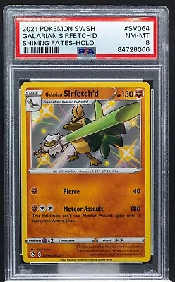 84728066 GALARIAN SIRFETCH'D 2021 Pokemon SWSH Shining Fates SV064 PSA 8 • $0.99