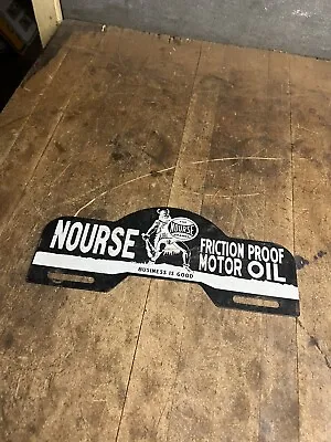 Vintage Nourse Brand Motor Gas Oil Viking Car Metal License Plate Tag Topper USA • $124.99