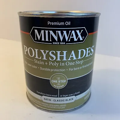 Minwax PolyShades Wood Stain Polyurethane Finish 1 Quart Classic Black Satin • $32.95