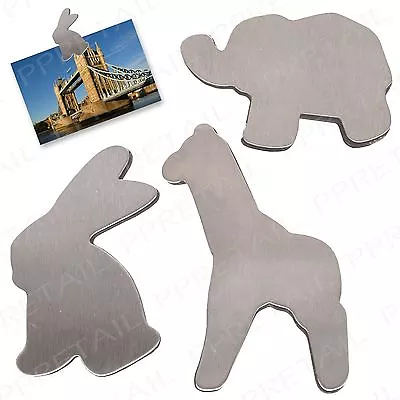 3Pc Magnetic Animal Memo Holders FRIDGE MAGNETS Stainless Steel Memo Board • £4.59