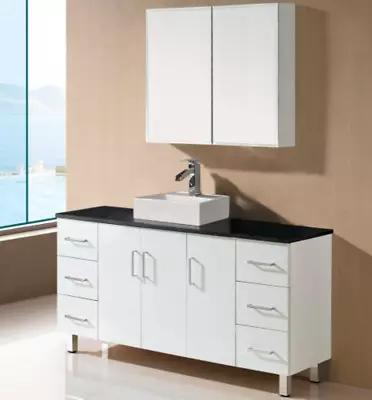 600/750/1200/1500*420*910mm Counter Top Vanity With Black Stone Top • $435.76
