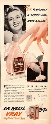 1943 WW2 Era AD Dr. WEST'S VRAY Dental Cream  Shake Well 010121 • $7.48