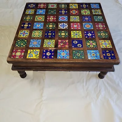 Monterey Style Table Top Table Riser With 49 Colored Tiles Vintage 18x18 • $95