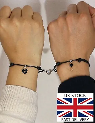 £4.39 • Buy 2pcs Matching Couple Key And Lock Charm Magnetic Bracelet 