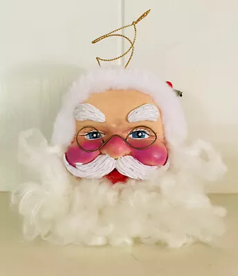 Vintage Santa Head Christmas Ornament Beard Glasses Rosy Cheeks Kurt Adler Style • $6.95