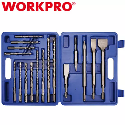 WORKPRO 17PC SDS-Plus Rotary Hammer Drill Bits Chisel Set Carbide-Tipped Masonry • $36.99