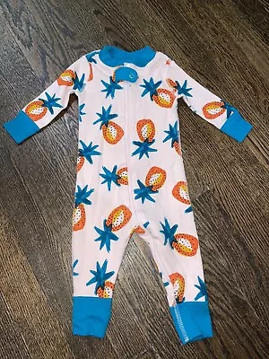 Infant Girls Hanna Andersson Pineapple Pajamas Sleeper Longalls Sz 60 3-6 Months • $14.99