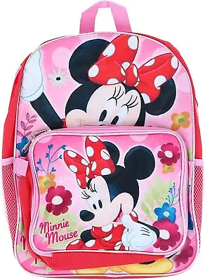 Disney Minnie Mouse Girls School Backpack Lunch Box Book Bag SET Pink Kids Gift • £23.74