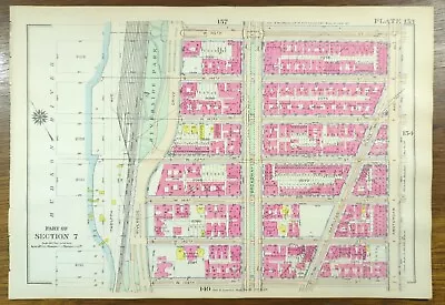 £93.38 • Buy Vintage 1916 HAMILTON HEIGHTS MANHATTAN NEW YORK CITY NY ~ G.W. BROMLEY Land Map