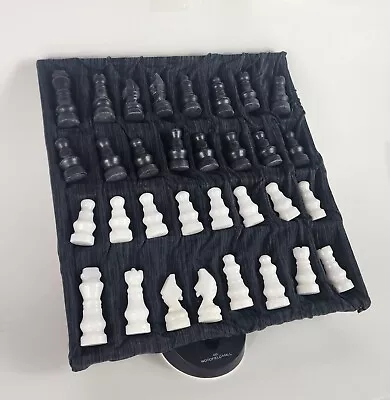 Marble Chess Pieces With Storage Tray Inert Black & White Premium Quality New • $54.95