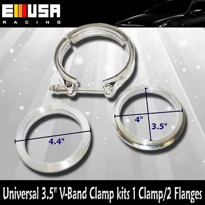 $25.99 • Buy 3.5  V-Band Clamp Kits 1 Clamp With 2 Flanges For Exhaust Header Up Pipe Piping