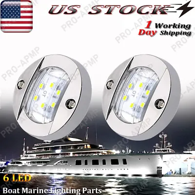 2Pcs Marine Boat LED Deck Lights Waterproof Round White Stern Transom Light 12V • $11.92