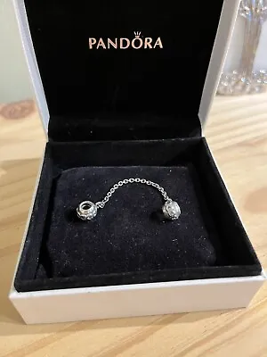 £3.20 • Buy Genuine Pandora Bracelet Safety Chain - Silver Band Of Hearts Design S925 ALE