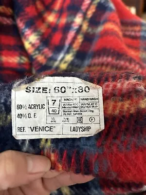 Vintage Acrylic Blanket 176cm X 146cm Faded Tagging Please Read The Description • £15