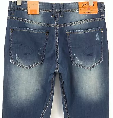 Justing Men's VIP Vintage Slim Fit Jeans Destroyed Used Blue W31 L32 • $72.94