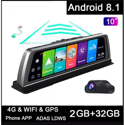 Gps Navigation Car DVR Camera Dashcam 4G ADAS  Android 8.1 Center Console Mirror • $186.20