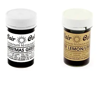 Sugarflair Paste Gel Edible Food Colouring Colours Icing - Xmas Green & Lemon • £6.69