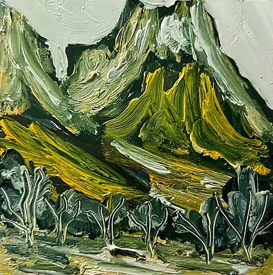 Ireland Mountain Forest Green Landscape Oil Painting Irish Highlands Hills Art • £21.97