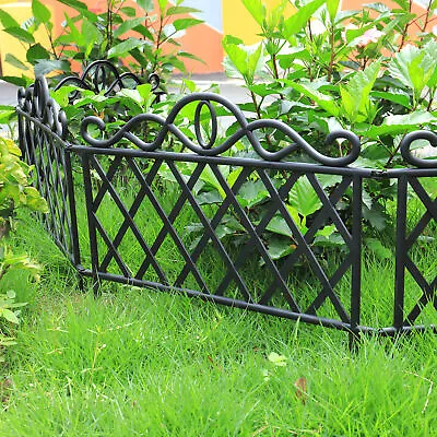 Plastic Metal Effect Lawn Border Edge Garden Edging Picket Fence Flowerbed Wall • £10.94