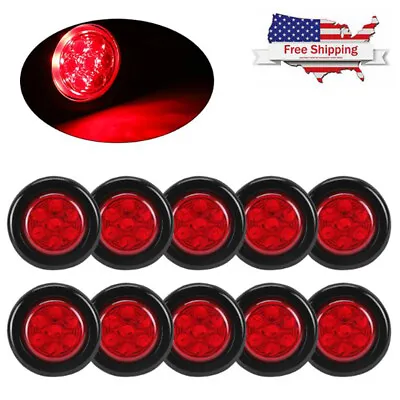 2  Inch Round Red 7 LED Side Marker Clearance Lights Trailer Truck RV Lamp 12V • $11.99