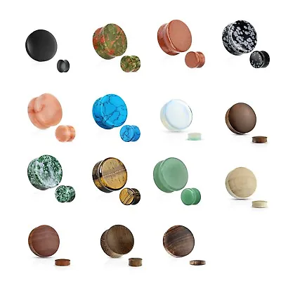 Organic Ear Plugs / Tunnels Made Of Solid Stone Or Wood-SOLD AS A PAIR • $11.68