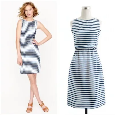 J. Crew Dree Silk Dress In Deck Blue Stripe Nautical Navy White Size 00 XS • $79.71