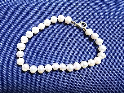 Grandma Grabe's Beautiful Vintage Rse 925 Sterling Silver Chunky Pearls Bracelet • $0.75