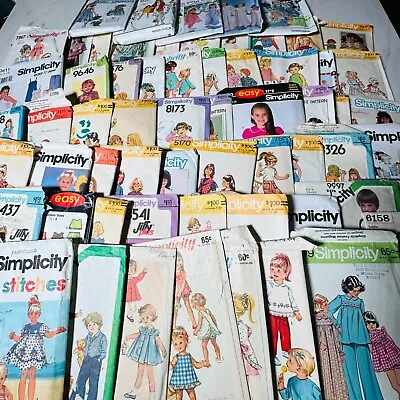 $0.99 • Buy Simplicity Sewing Patterns - Massive Bundle Lot Of 64 Vintage Children's Pattern