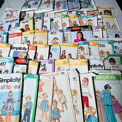 $0.99 • Buy Simplicity Sewing Patterns - Massive Bundle Lot Of 64 Vintage Children's Pattern